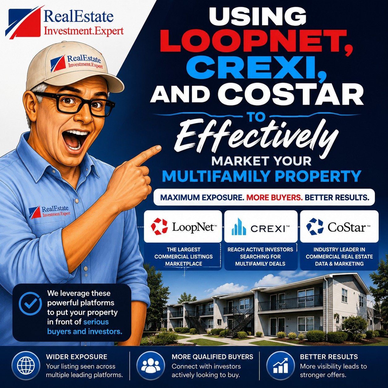 Marketing a multifamily property on LoopNet and Crexi