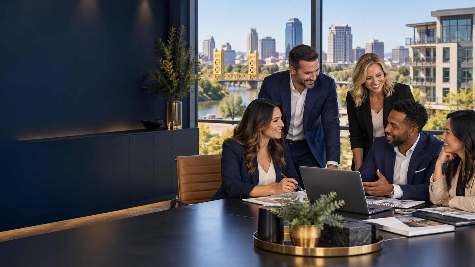 Real estate professionals collaborating on investment property marketing